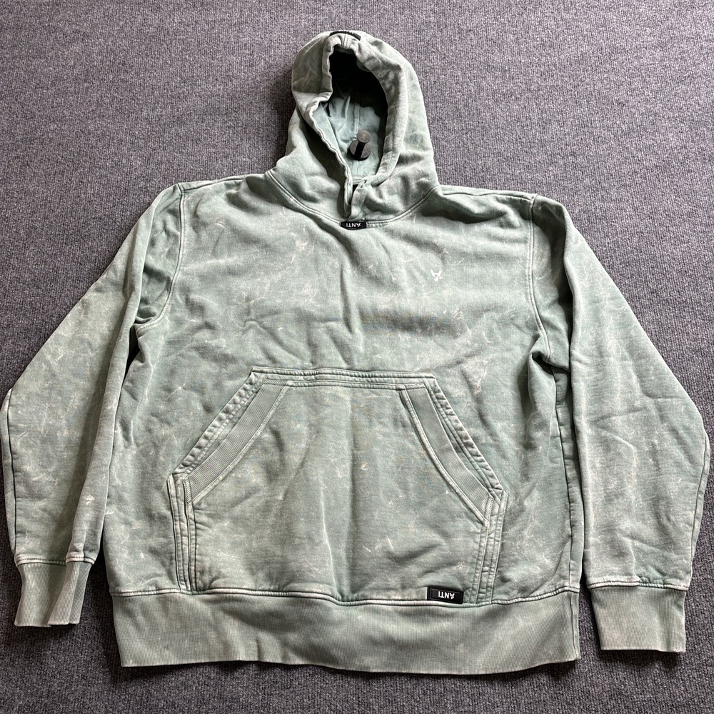 The Anti-Order Hoodie Men's XXL Green Wash Logo Fleece Pullover Streetwear Alt